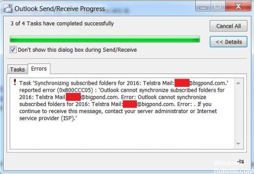 error synchronizing folder outlook 2016