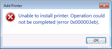 Ошибка принтера 0x000003eb