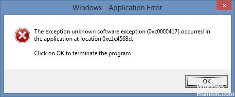 Fix The exception unknown software exception 0xc0000417 occurred in the application