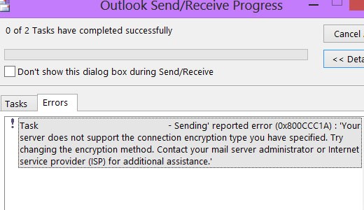 Ошибка Outlook 0x800ccc0d или 0x800ccc0f при получении и отправке электронной почты