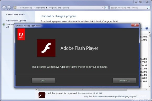 remove and reinstall adobe flash player win 8.1 x64