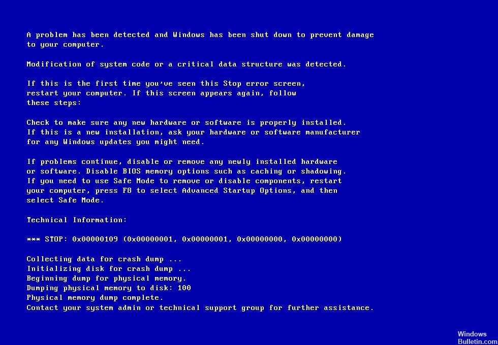 windows 10 blue error screen issues