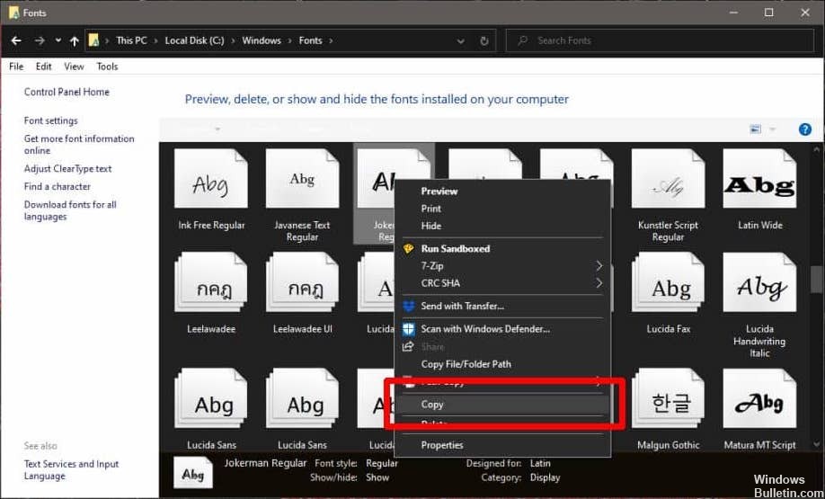 download fonts for windows 10