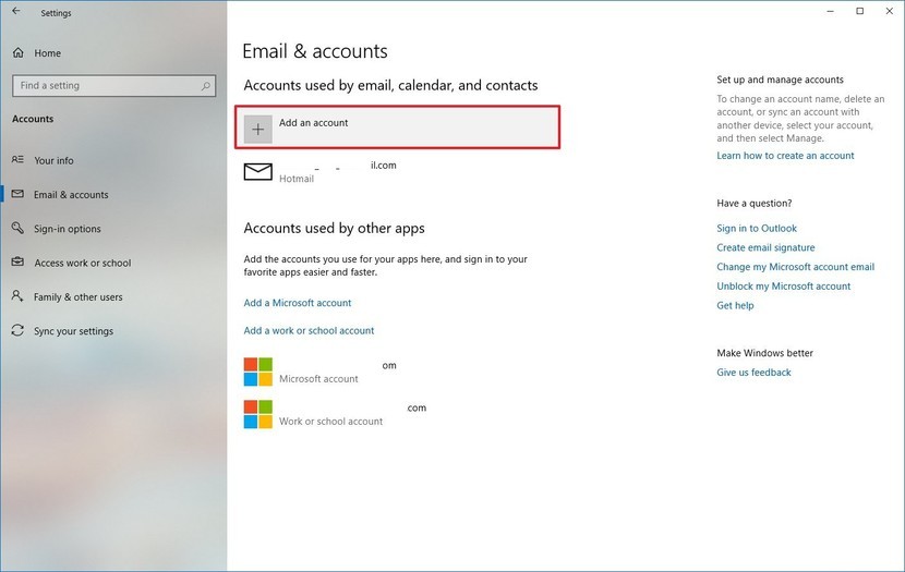 how to delete outlook account on windows vista