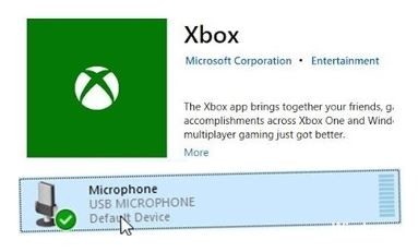 Xbox app that doesn't get sound from the microphone