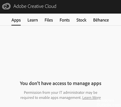 Fehlende Registerkarte "Adobe Creative Cloud Apps"