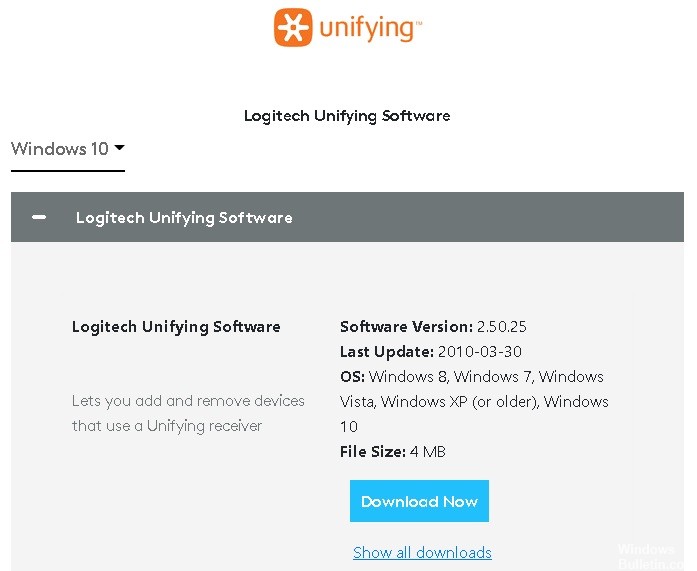 setpoint logitech unifying software download
