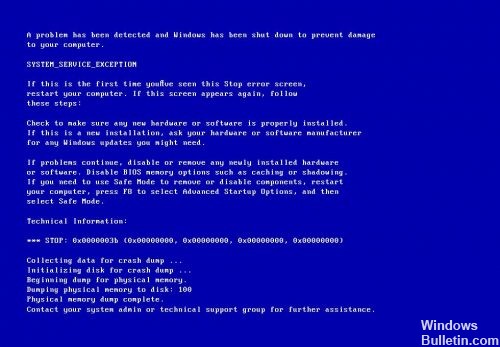 BSOD SYSTEM_SERVICE_EXCEPTION 0x0000003b