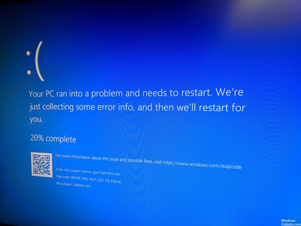 USBXHCI.SYS Blue Screen-fout
