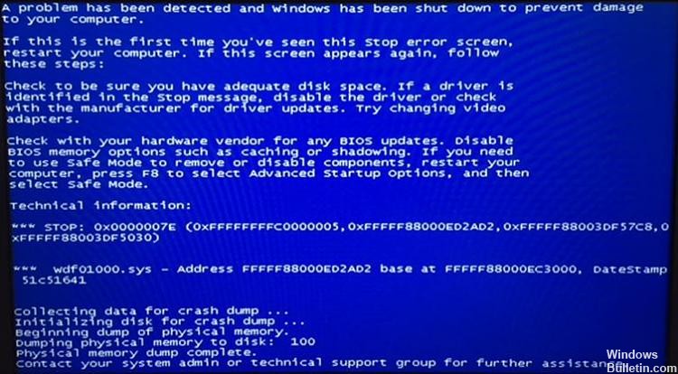 Wdf01000.sys Blue Screen Error