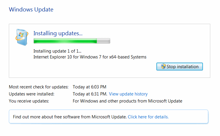 Windows Update-fel 8E5E03FE