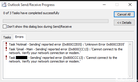0x800cce05 Outlook Error