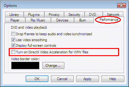 Video seçeneği windows media player'ın codec bileşenini devre dışı bırakın