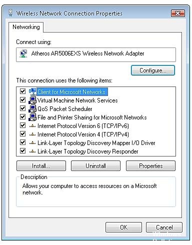 Uncheck Client for Microsoft Network