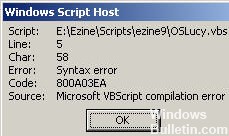 Windows script host ошибка как исправить код 800a03ee