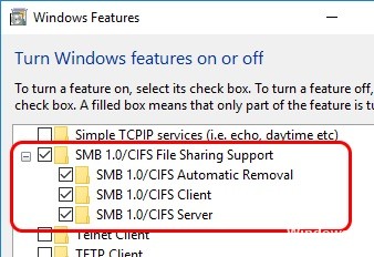 Как включить smb1 windows 10 через командную строку