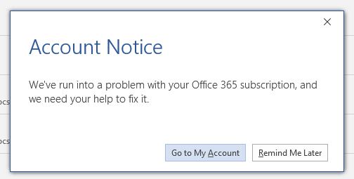 Cómo corregir el aviso de cuenta Error de Office 365 - Tutoriales del  boletín de Windows