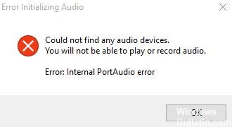 How to fix Audacity: 'Internal PortAudio error' in Windows 10