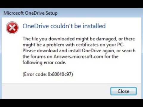 Скачанный файл поврежден или существует проблема с сертификатами на компьютере onedrive