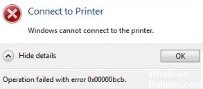0x00000bcb network printer error