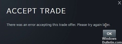 O que causa a mensagem "Ocorreu um erro ao enviar uma oferta de troca, tente novamente mais tarde" no Steam