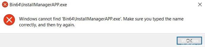 Windows cannot find Bin64 InstallManagerAPP.exe
