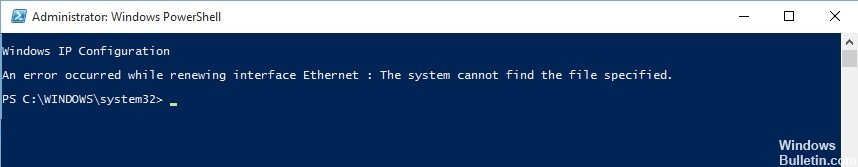 How to solve the "An error occurred while renewing interface Ethernet" problem