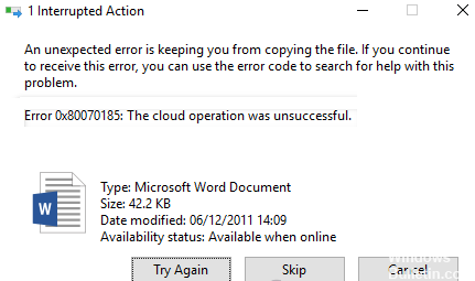 How to Repair: OneDrive error code 0x80070185 in Windows 10