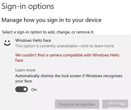 Fixed: Can't find a camera that is compatible with Windows Hello