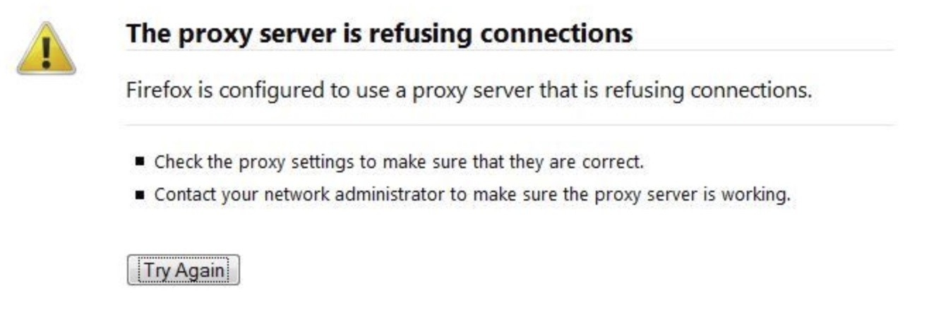 how to fix proxy server error mozilla firefox