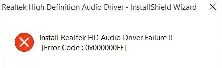 Échec de l'installation du pilote audio Realtek code 0001 dans Windows 10 