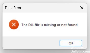 A DLL error message in Windows